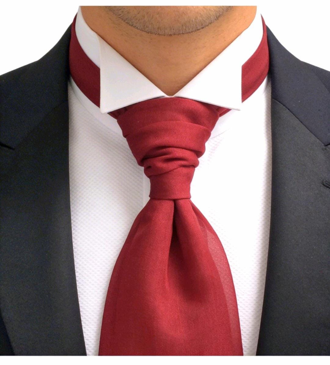 Sheer Deep Red Cravat Tie, Pussy Bow - Steampunk Victorian Costume Wedding - Oh My Gothness
