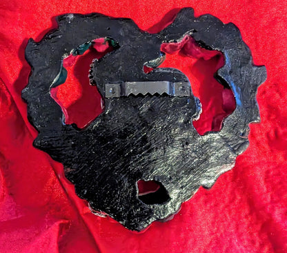 Skeleton Lovers in heart made of red rose Hand made and painted. Gothic wall decor wedding gift romantic goth couples house warming present - Oh My Gothness