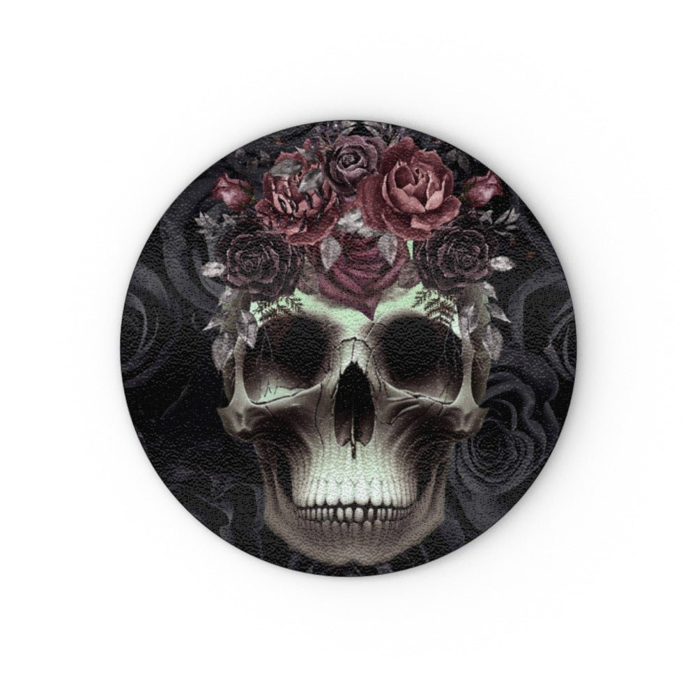 Skull and Flower Crown Glass Chopping Board - Oh My Gothness