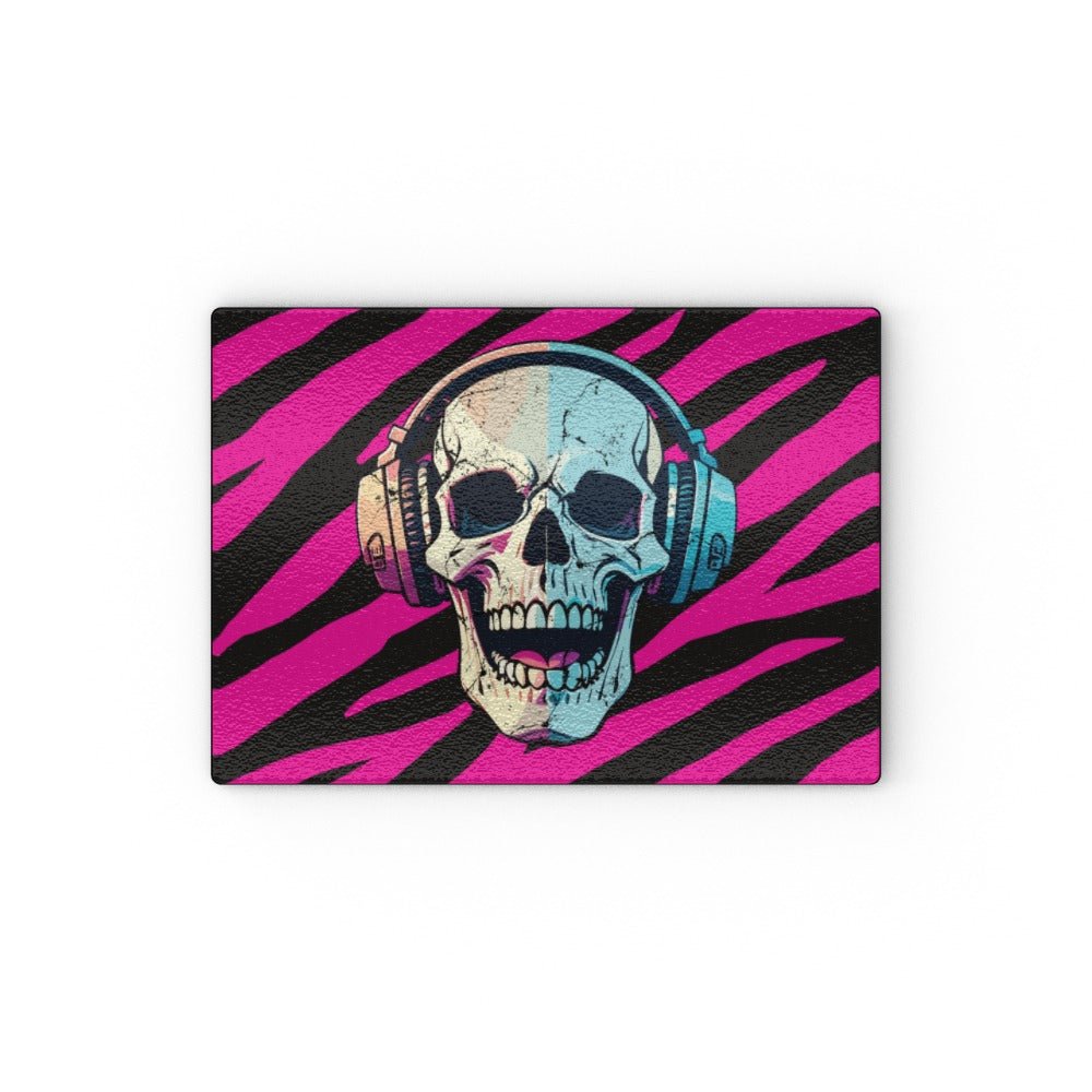 Skull Music Lover and Pink Zebra Print Glass Chopping Boards - Oh My Gothness