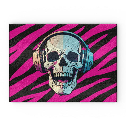 Skull Music Lover and Pink Zebra Print Glass Chopping Boards - Oh My Gothness
