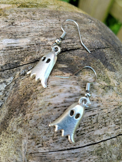 Spooky Silver Ghost Earrings Goth Whitby Halloween Gothic Great Gift E5 - Oh My Gothness