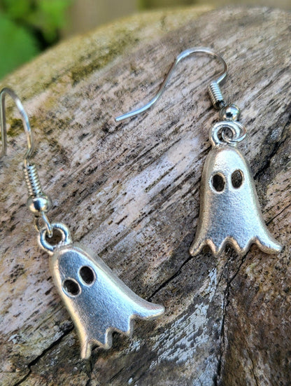 Spooky Silver Ghost Earrings Goth Whitby Halloween Gothic Great Gift E5 - Oh My Gothness