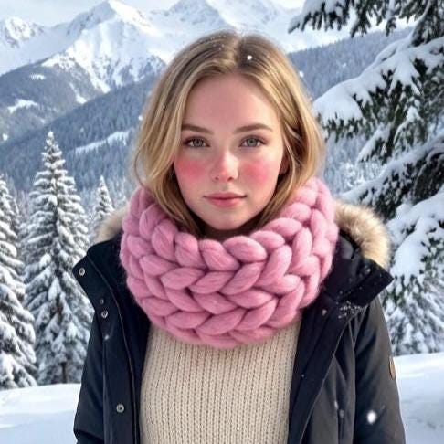 Super Chunky Snood Neck Warmer Mammoth Wool Pink Cosy Scarf Cowl Free Size NK6 - Oh My Gothness