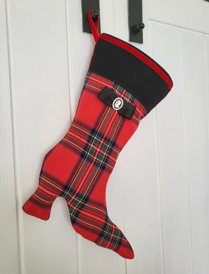 Tartan Plaid Stiletto Boot Christmas Stocking, 14 Inch - Oh My Gothness