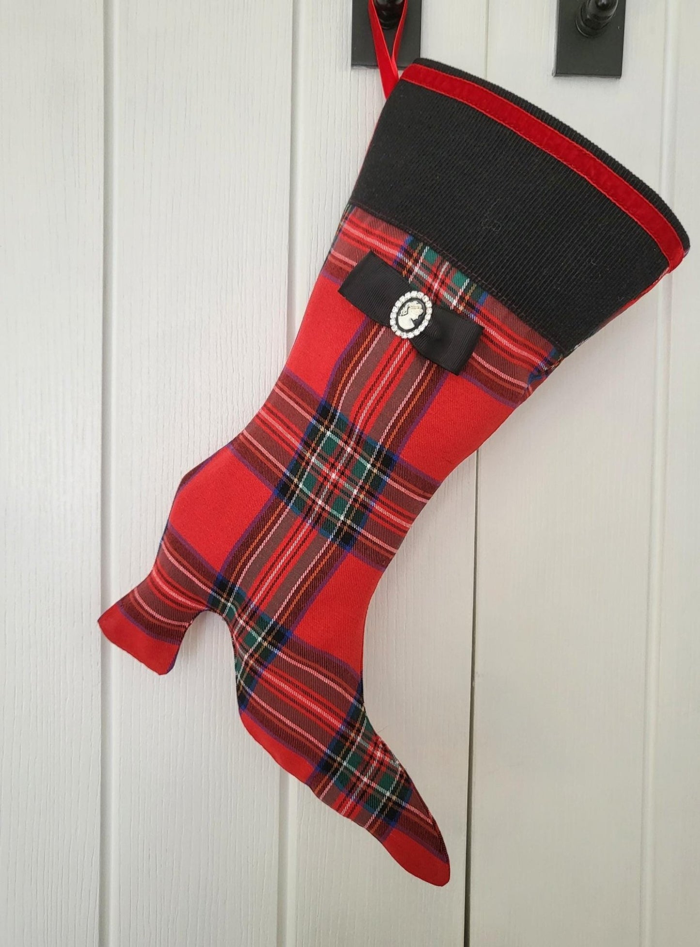 Tartan Plaid Stiletto Boot Christmas Stocking, 14 Inch - Oh My Gothness
