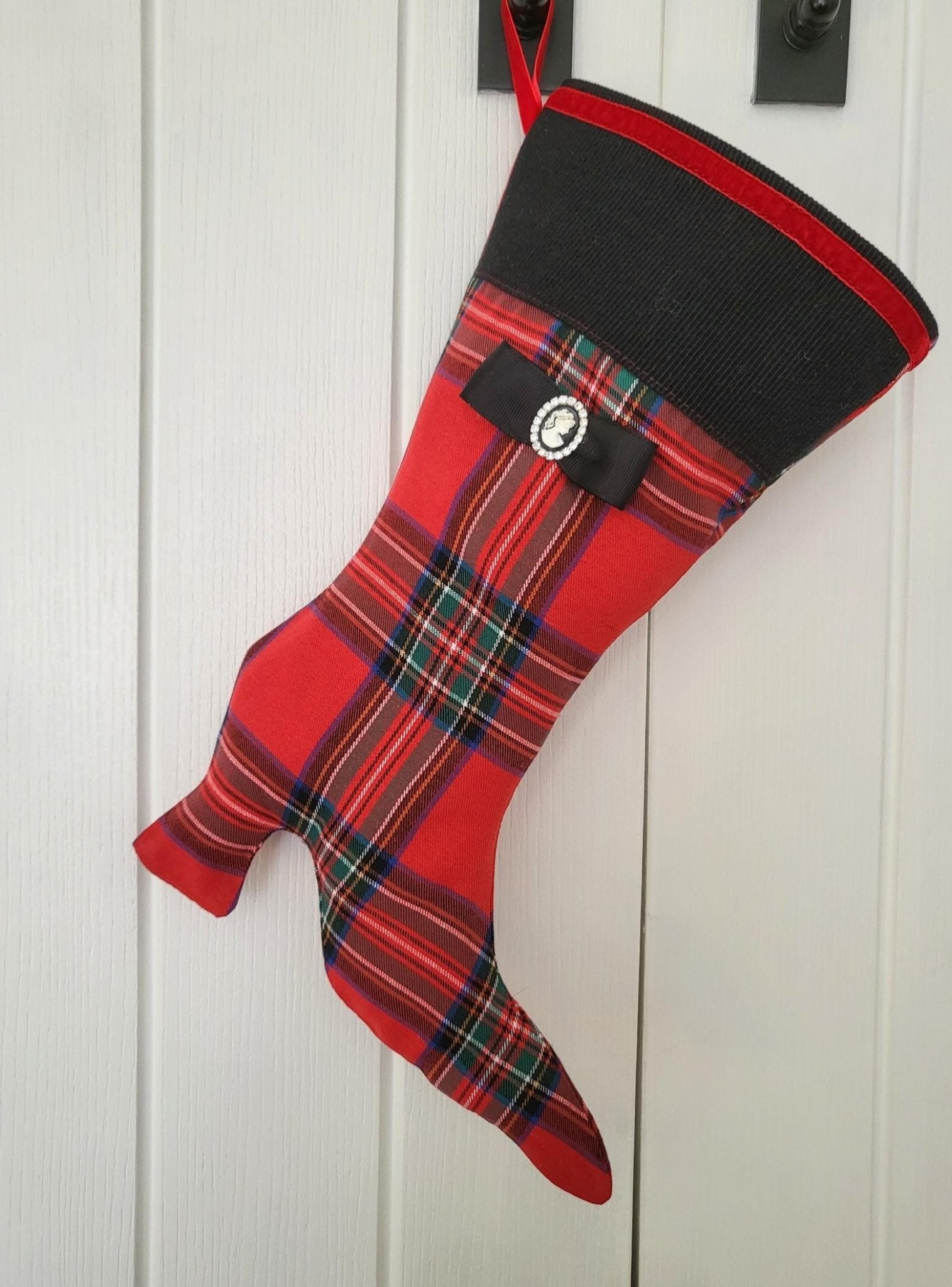 Tartan Plaid Stiletto Boot Christmas Stocking, 14 Inch - Oh My Gothness