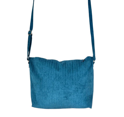 Turquoise Blue Velvet Chenille OOAK Shoulder Crossbody Bag Fully Lined With Zip - Oh My Gothness