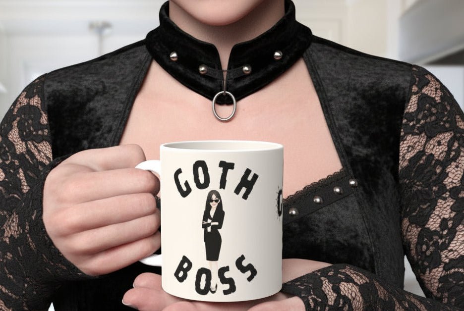 White Caramic 11oz Mug Boss Goth Funny Tea or Coffee Office Cups - Oh My Gothness