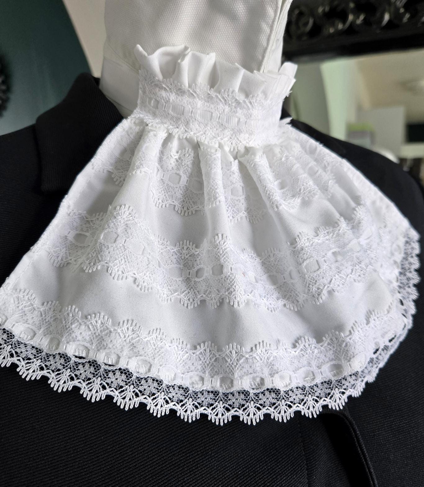 White Lace Jabot Collar: Victorian Steampunk Neck Frill - Oh My Gothness