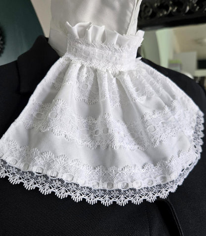 White Lace Jabot Collar: Victorian Steampunk Neck Frill - Oh My Gothness