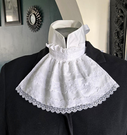 White Lace Jabot Collar: Victorian Steampunk Neck Frill - Oh My Gothness