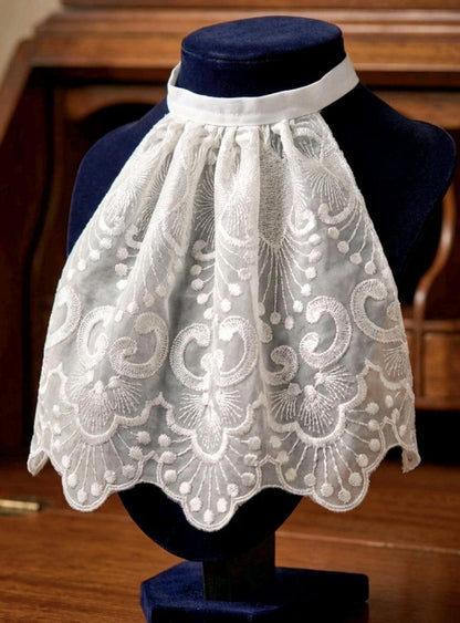 White Lace Jabot Cravat Victorian Neck Frill Whitby Fancy Dress Gothic Costume Austin Powers - Oh My Gothness