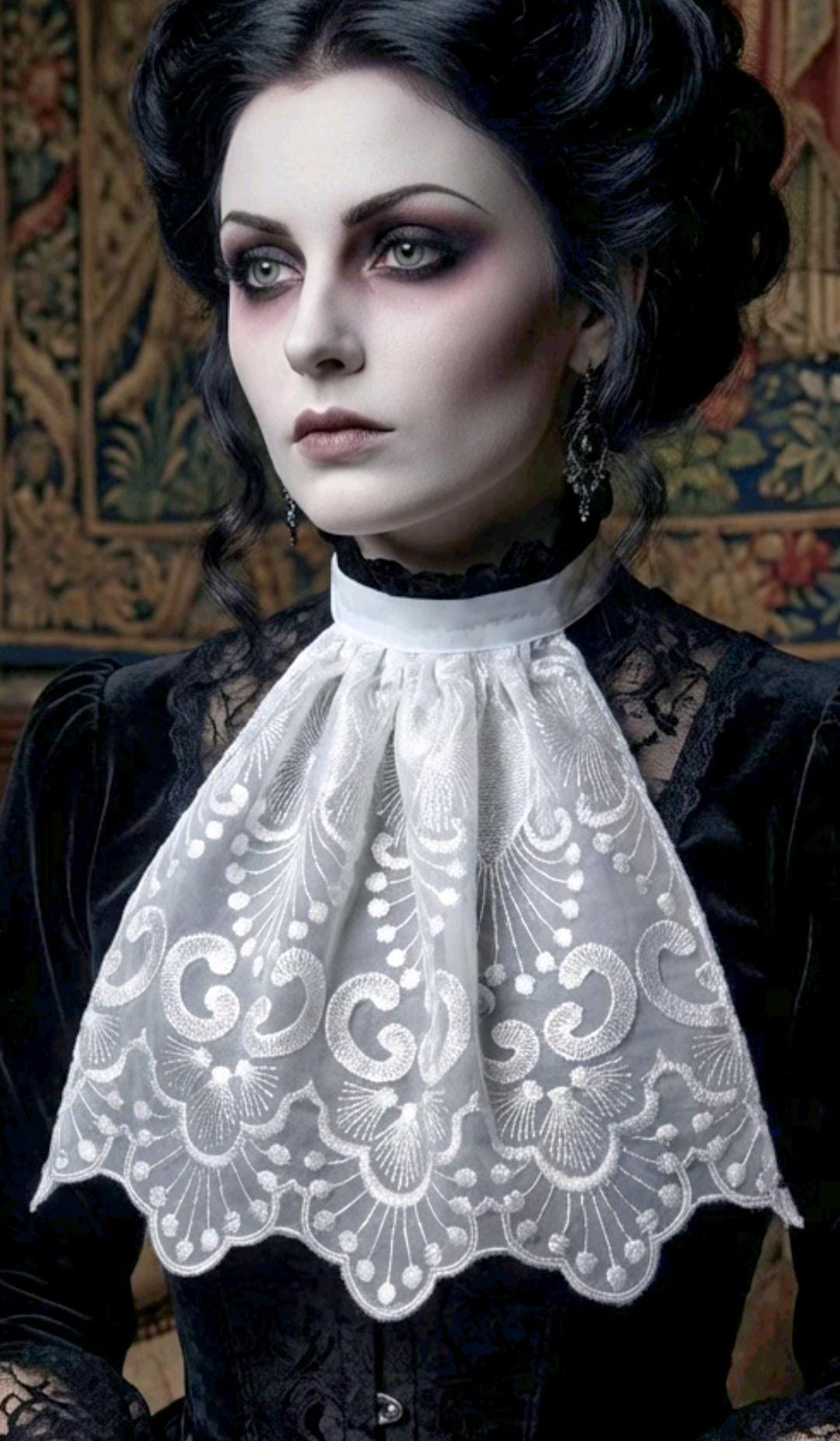 White Lace Jabot Cravat Victorian Neck Frill Whitby Fancy Dress Gothic Costume Austin Powers - Oh My Gothness
