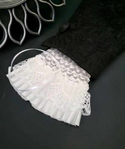 White Ruffled Lace Wrist Cuffs - Whitby Victorian Goth Style - Oh My Gothness