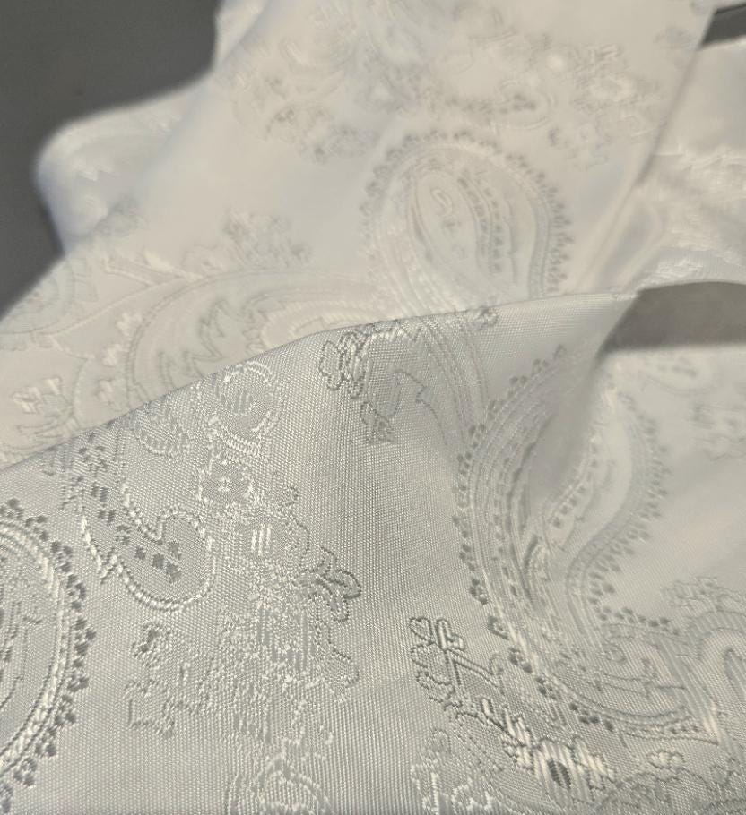 White Silky Paisley Cravat Bow Tie - Steampunk Gothic Victorian Costume Wedding - Oh My Gothness