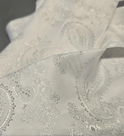 White Silky Paisley Cravat Bow Tie - Steampunk Gothic Victorian Costume Wedding - Oh My Gothness